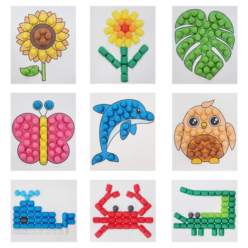 플레이콘 동물 식물 만들기 DIY/KIT 어린이교구 교육 노인미술 입체그림 붙이기놀이