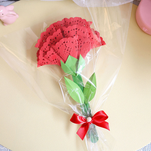 DIY 한 송이 카네이션 꽃다발 만들기 페이퍼 키트 종이공예(5인용)