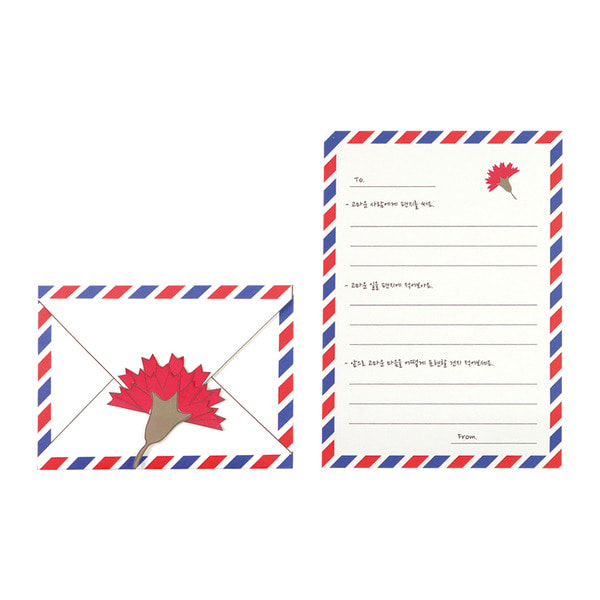 카네이션  편지&amp;봉투 만들기 패키지 DIY (5인용)
