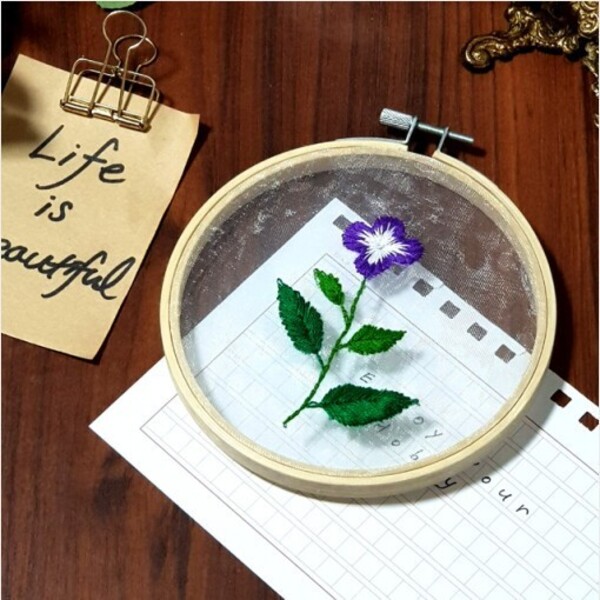 투명 꽃 식물 액자 틀 프랑스자수 패키지 도안 diy 세트 p
