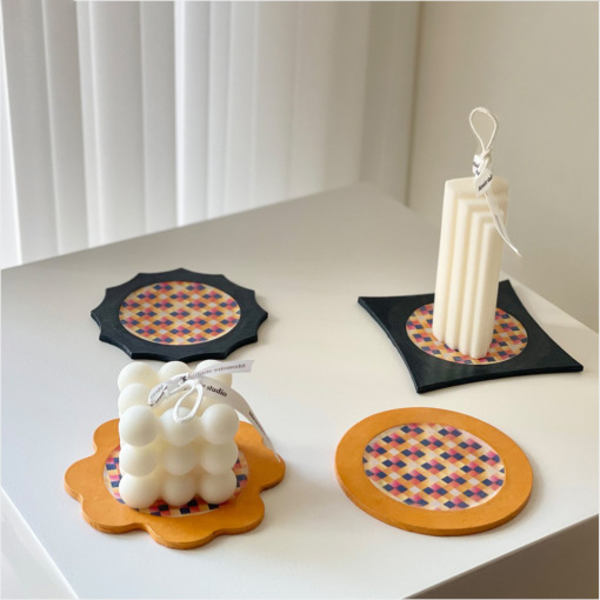 한지공예 체크패턴 티코스터 만들기 DIY 쉬운 전통공예 컵받침만들기 풀키트