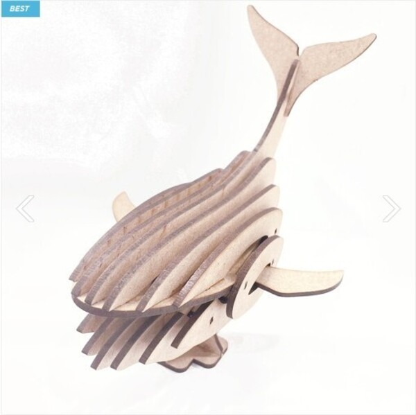 나무 미니 고래 무드등 만들기 DIY/KIT (설명서, 건전지형 실전구 포함)