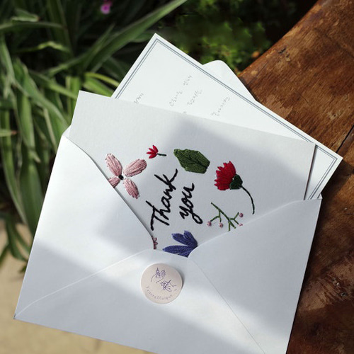 꽃과 풀을 수놓는 보태니컬 땡큐 종이자수카드 2장 만들기 DIY KIT