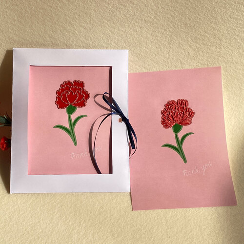 핑크 자수 카네이션카드 만들기 DIY KIT (50개이상 주문시)