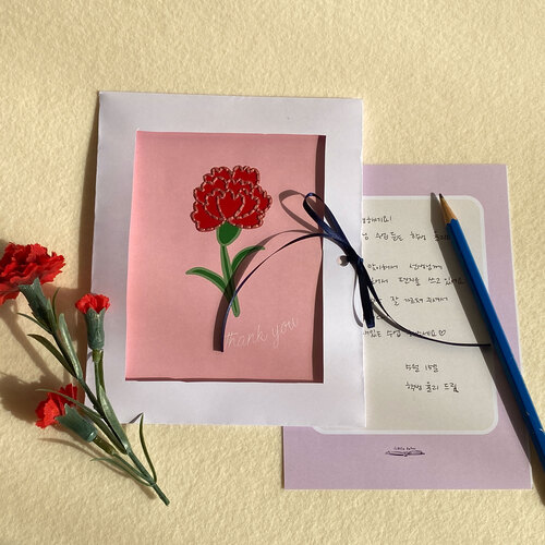 핑크 자수 카네이션카드 만들기 DIY KIT