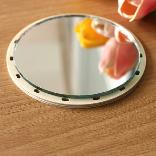 라탄 손거울 만들기 재료 원형미니거울 9cm 합판 10cm