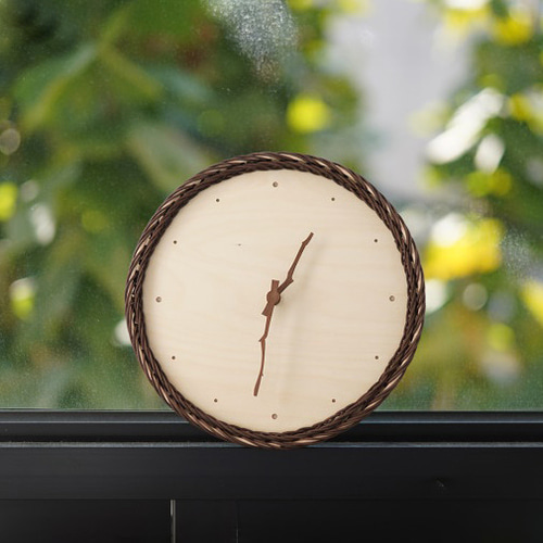 자작나무 라탄시계 합판 지름 25cm