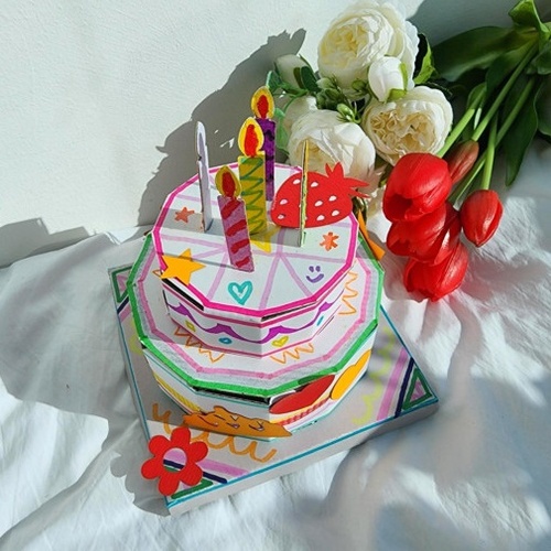 종이 케이크 만들기 DIY KIT - 생일 축하 파티 장식 모형 페이퍼 소품