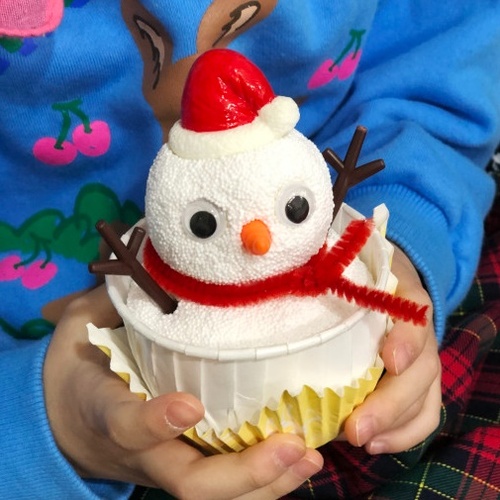 크리스마스 눈사람 컵케이크 오브제 만들기