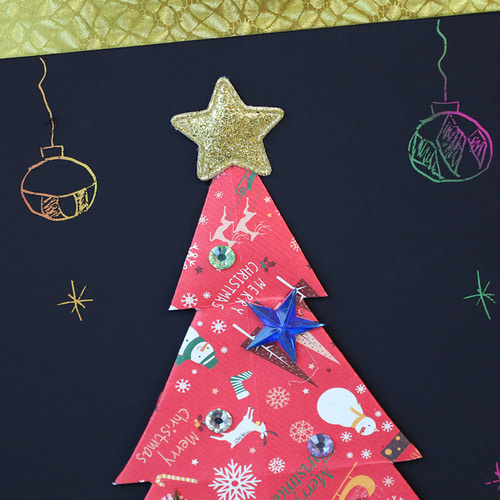 DIY 키트-스크래치 페이퍼 크리스마스 트리 포스터 종이접기(5인용)