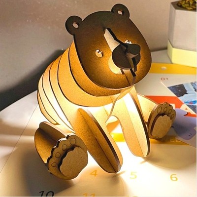 나무 꿀 곰 무드등 만들기 DIY/KIT (설명서, USB 램프 포함)